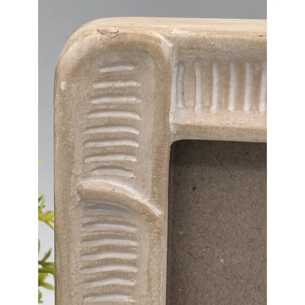 Textured Ceramic Tabletop Picture Frame, Southwest Santa Fe-Style Tan